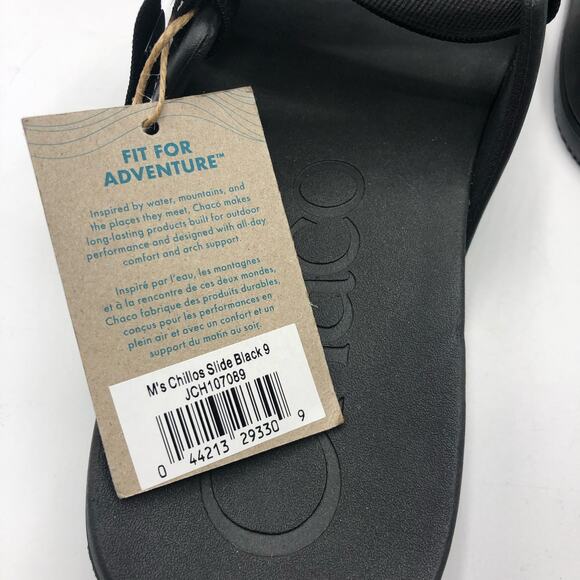 Chaco Chillos Slide Men's Comfort Sport Slide Sandals Black Size US 9 - Picture 8 of 8